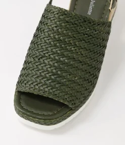 Issah Olive Weave Leather Espadrilles