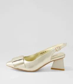Itzel Pale Gold Leather Heels