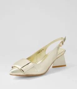 Itzel Pale Gold Leather Heels