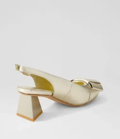 Itzel Pale Gold Leather Heels