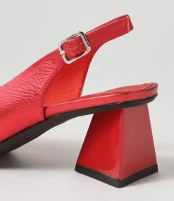 Itzel Red Satin Leather Heels