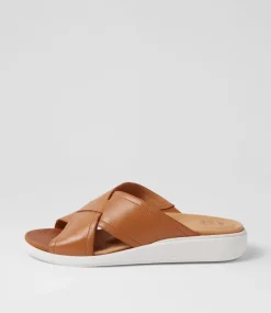 Iyolo W Dark Tan Leather Slides