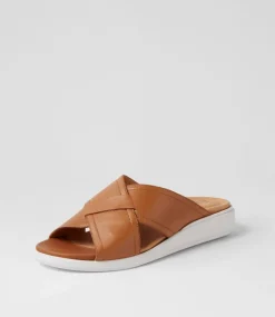 Iyolo W Dark Tan Leather Slides