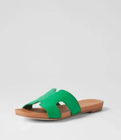 Jamel Bright Emerald Leather Slides