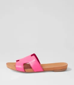 Jamel Hot Pink Leather Slides
