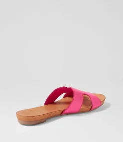 Jamel Hot Pink Leather Slides