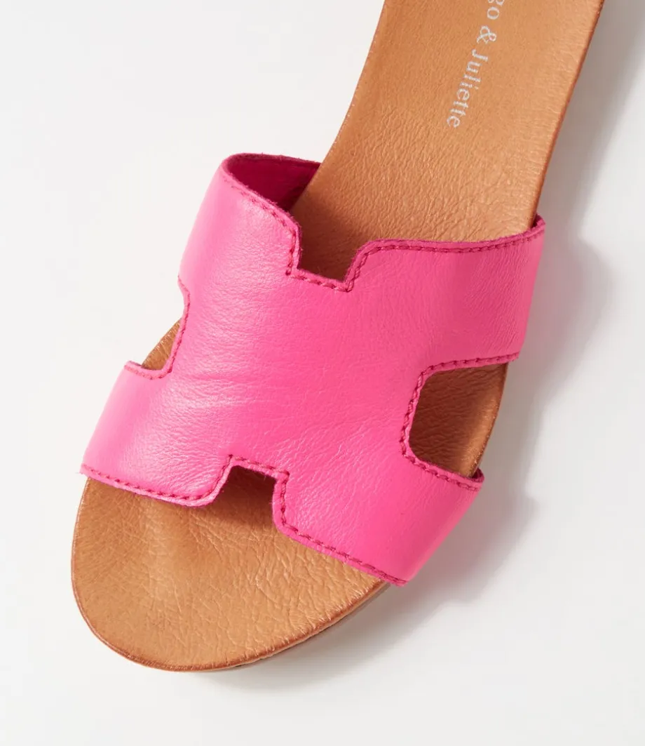 Jamel Hot Pink Leather Slides