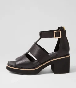 Jasty Black Leather Sandals