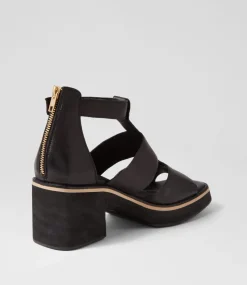 Jasty Black Leather Sandals