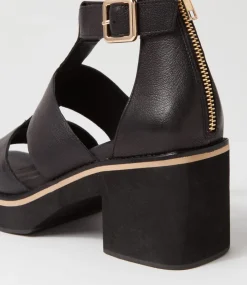 Jasty Black Leather Sandals