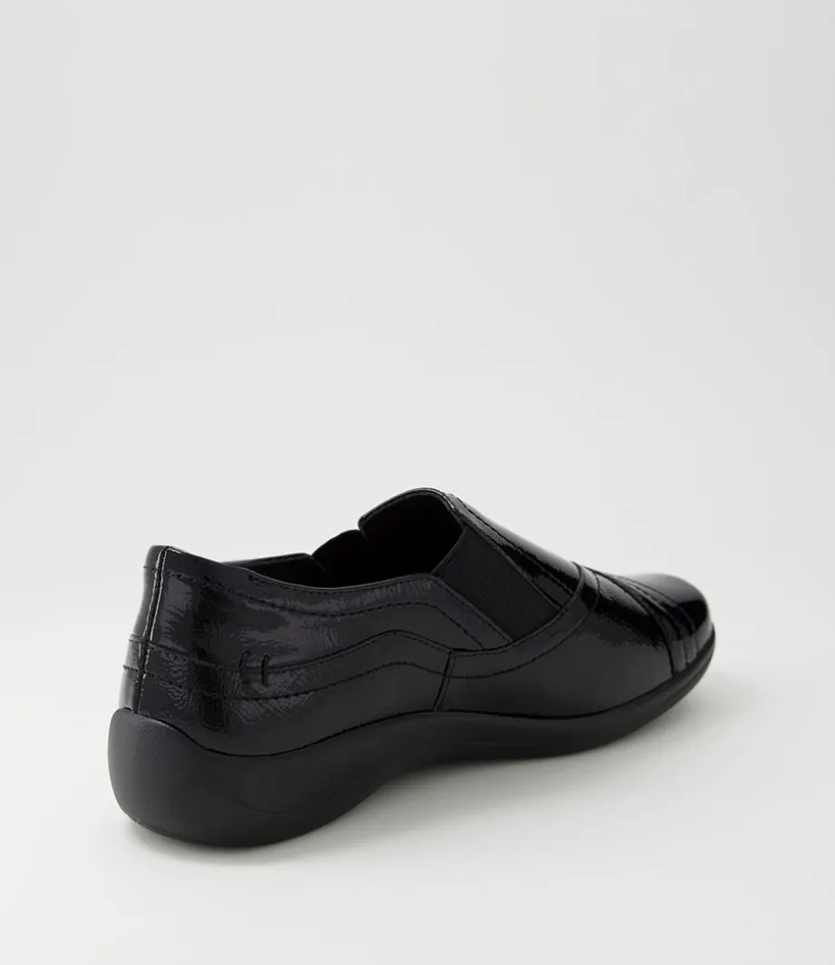 Java Xf Black Patent Leather Flat Shoes