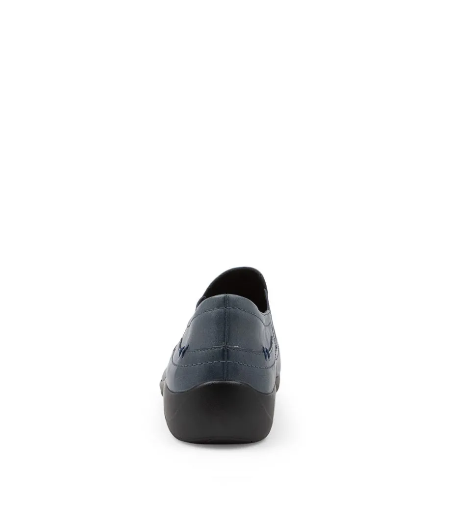 Java Xf Navy Leather Slip Ons