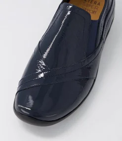 Java Xf Navy Patent Leather Flat Shoes