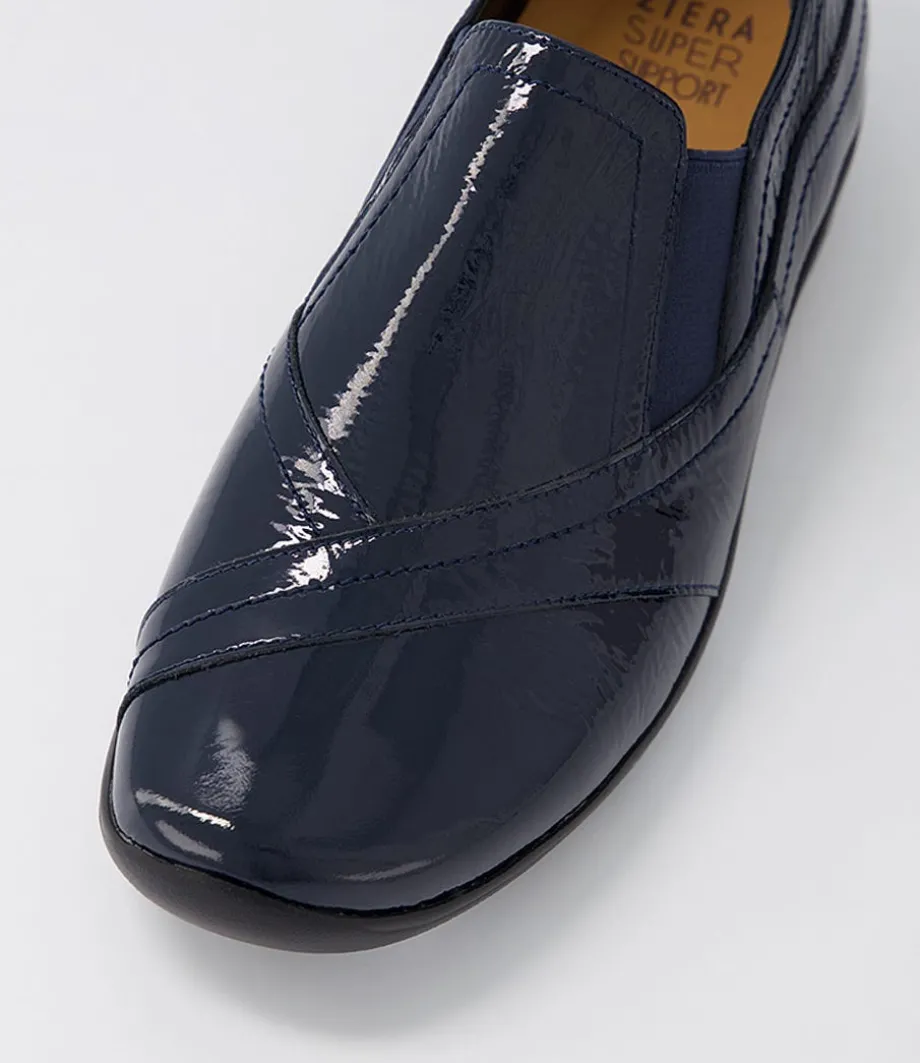 Java Xf Navy Patent Leather Flat Shoes