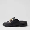 Jekkela W Black Leather Slides