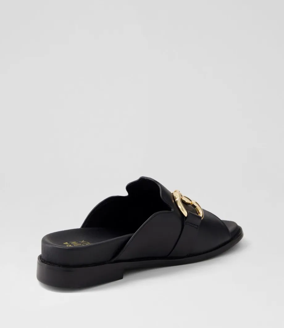 Jekkela W Black Leather Slides