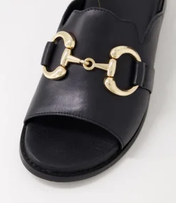 Jekkela W Black Leather Slides