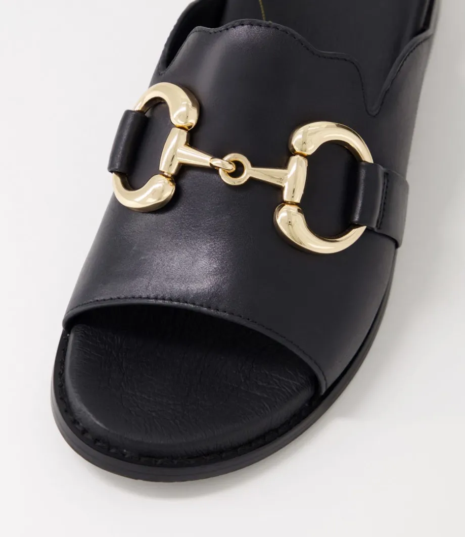 Jekkela W Black Leather Slides