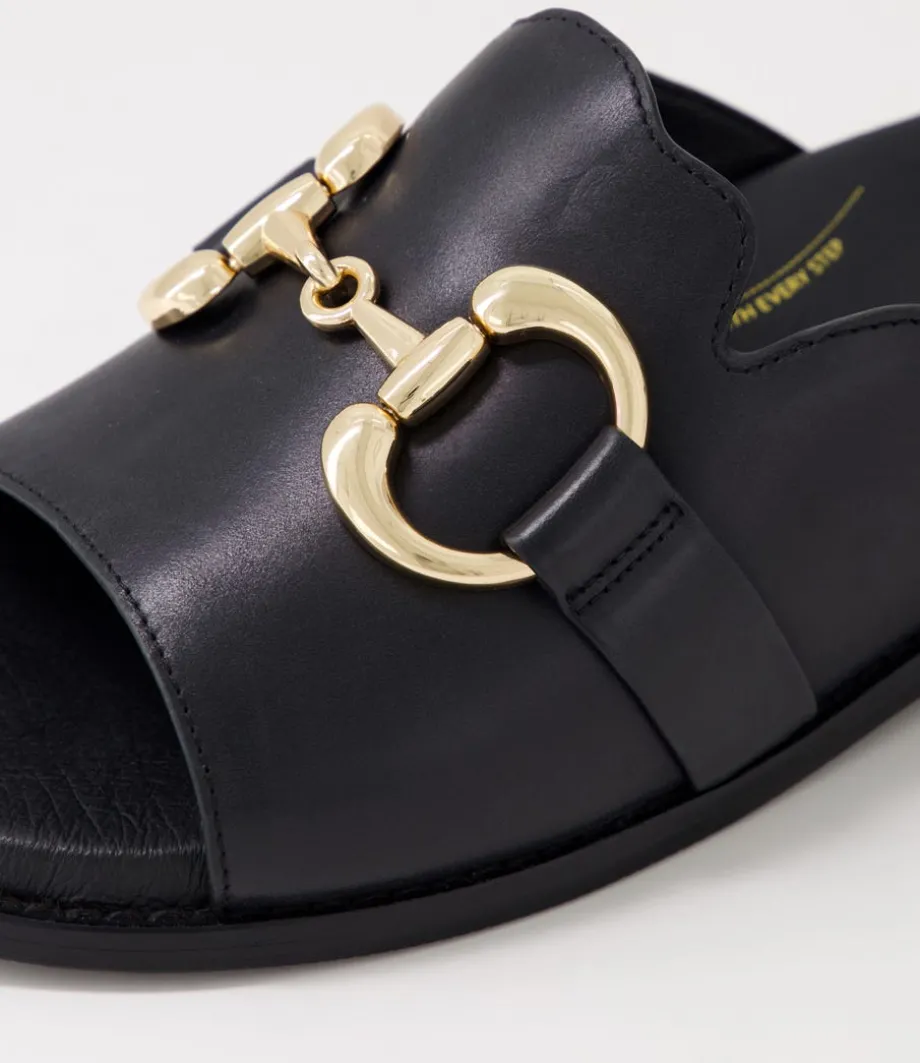 Jekkela W Black Leather Slides