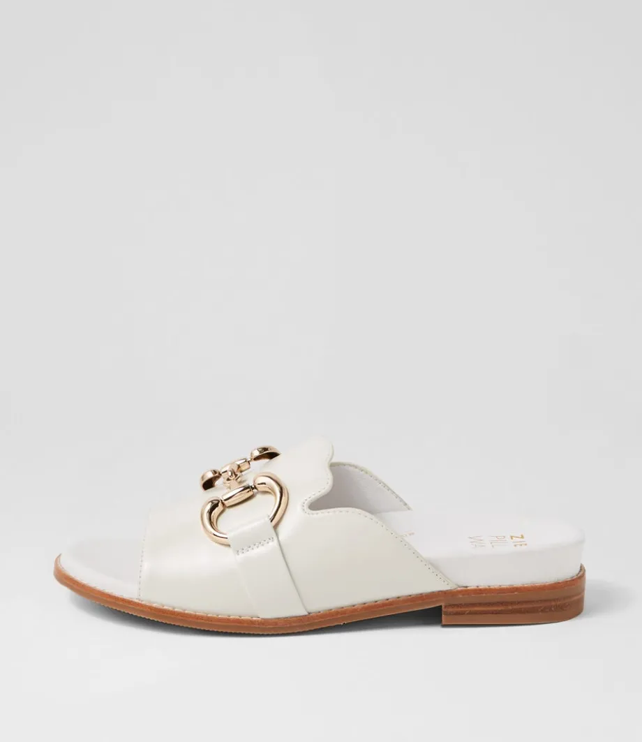 Jekkela W White Leather Slides