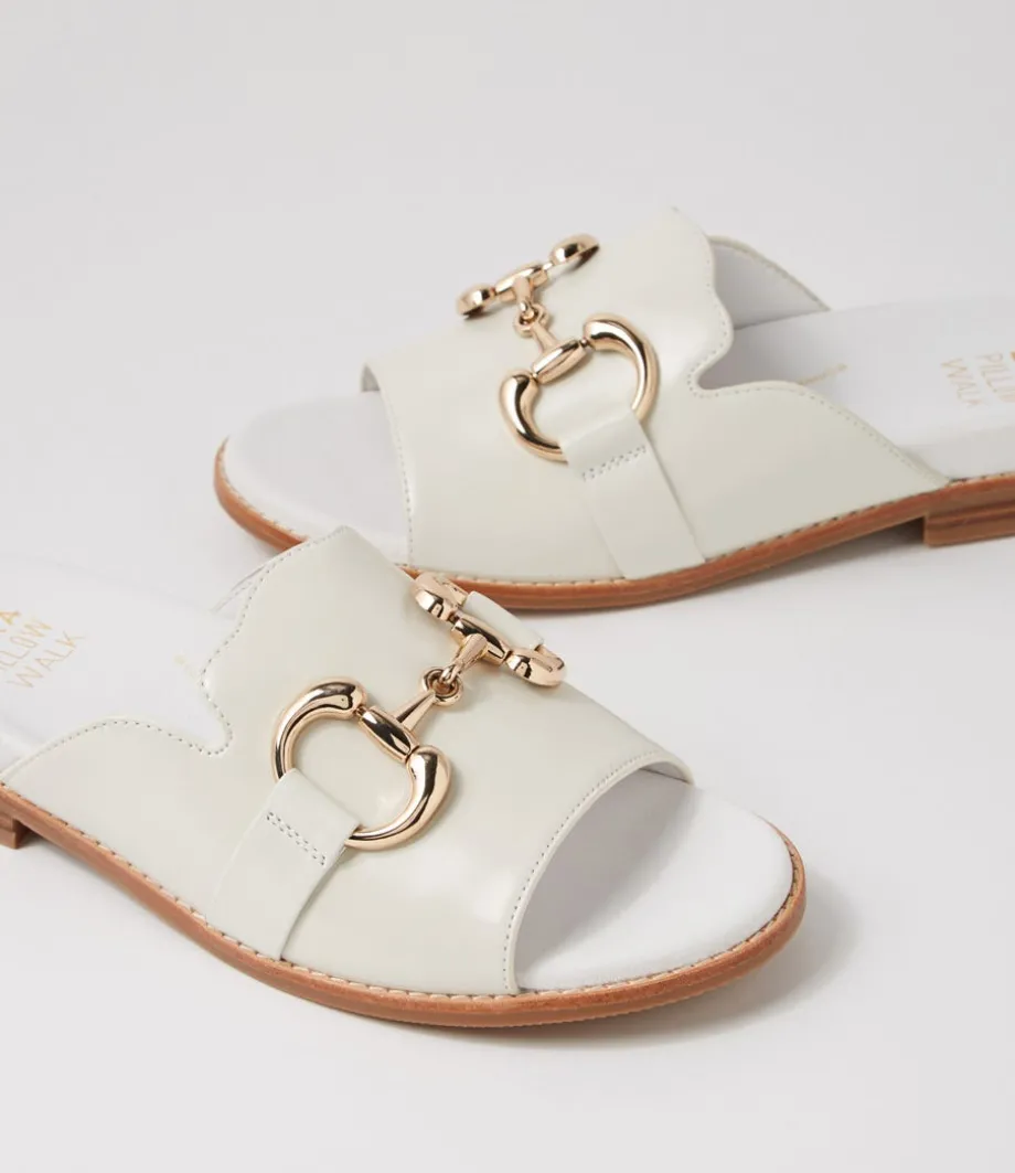 Jekkela W White Leather Slides