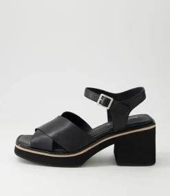 Jemi Black Leather Sandals