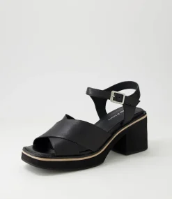 Jemi Black Leather Sandals