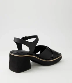 Jemi Black Leather Sandals
