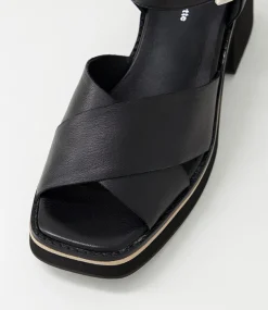 Jemi Black Leather Sandals