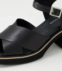 Jemi Black Leather Sandals