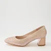 Jenice Rose Gold Petrol Leather Heels
