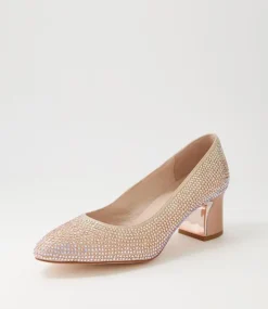 Jenice Rose Gold Petrol Leather Heels