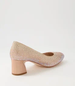 Jenice Rose Gold Petrol Leather Heels
