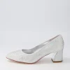 Jenice Silver Petrol Leather Heels