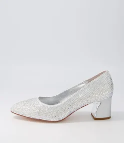 Jenice Silver Petrol Leather Heels