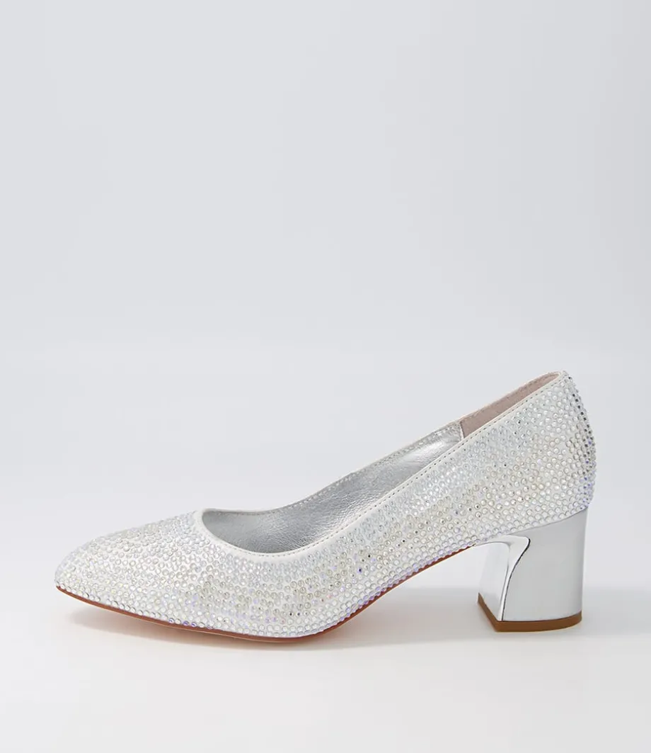 Jenice Silver Petrol Leather Heels