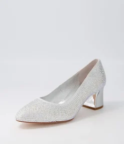 Jenice Silver Petrol Leather Heels