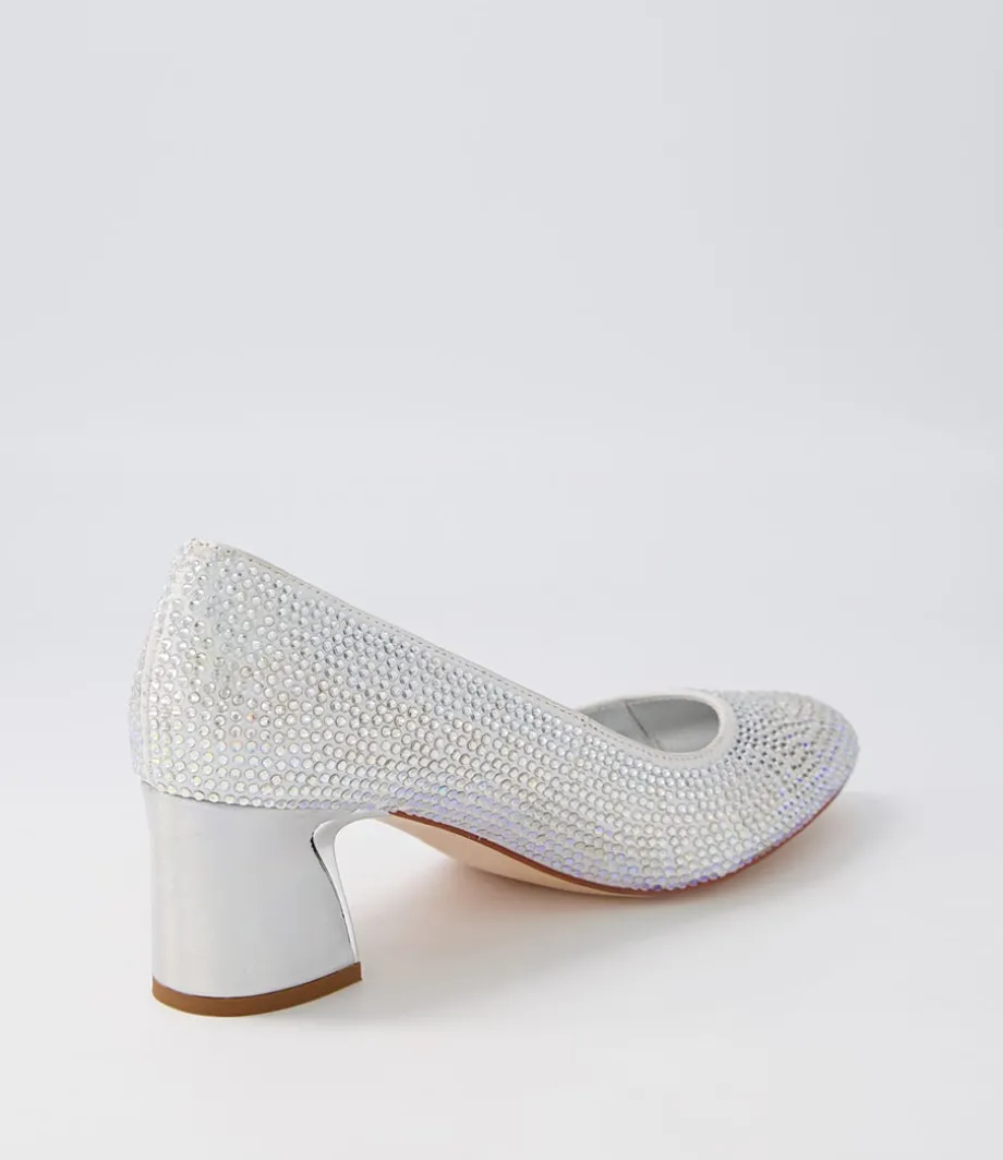 Jenice Silver Petrol Leather Heels