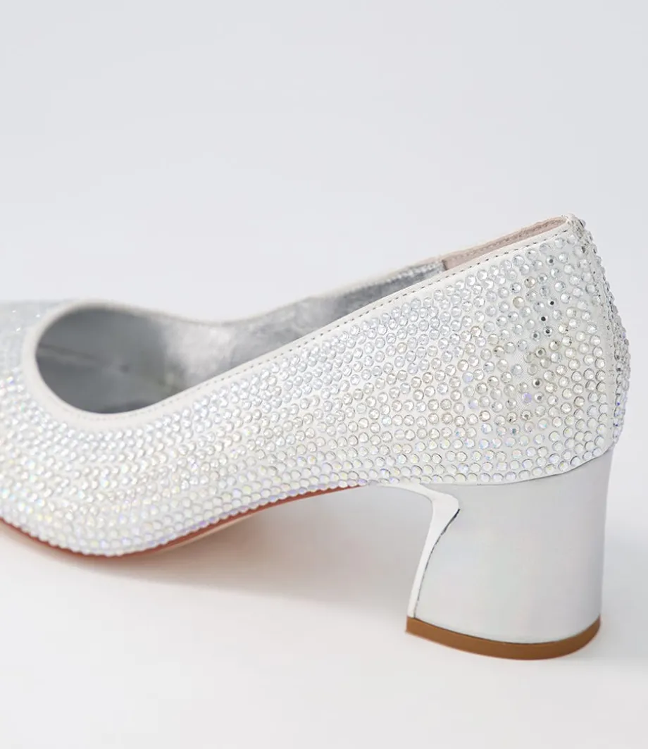Jenice Silver Petrol Leather Heels