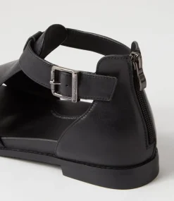 Jeskie W Black Leather Sandals