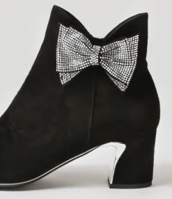 Jeya Black Silver Suede Jewels Ankle Boots