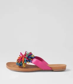 Jillee Fuchsia Bright Leather Thongs