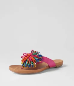 Jillee Fuchsia Bright Leather Thongs
