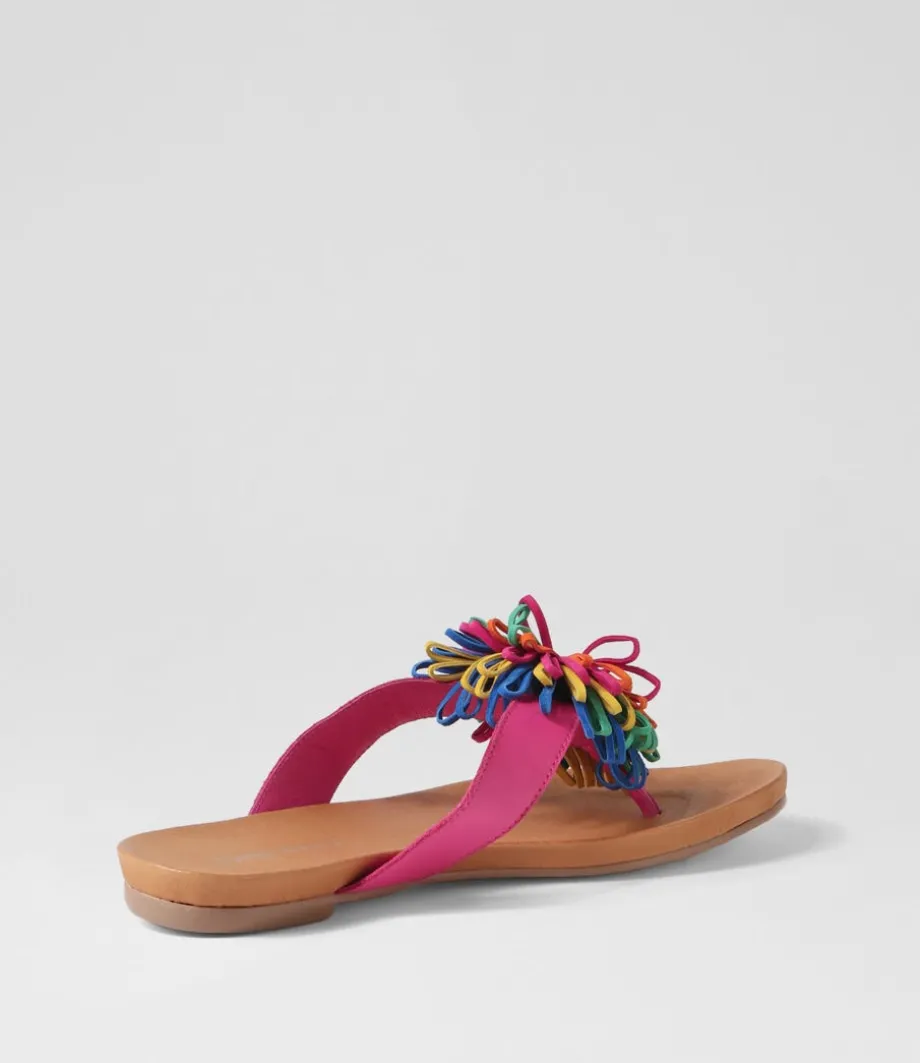 Jillee Fuchsia Bright Leather Thongs