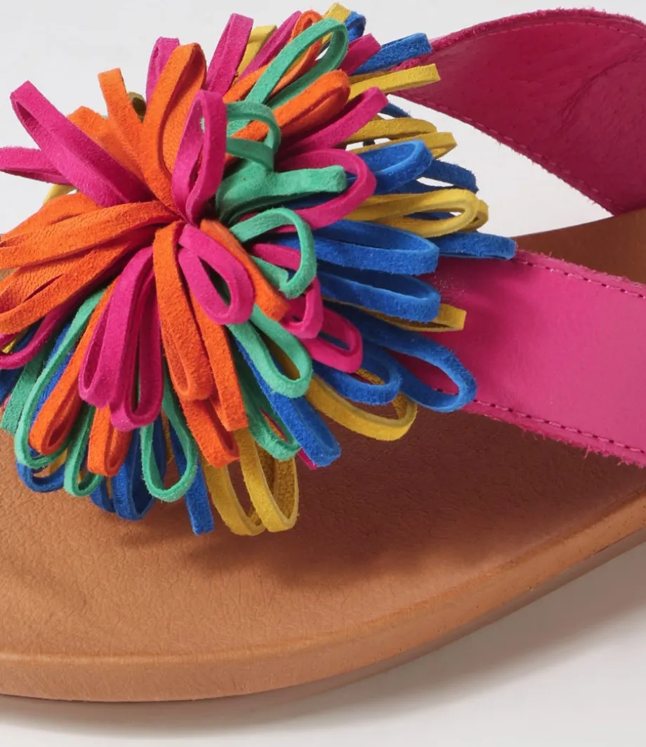 Jillee Fuchsia Bright Leather Thongs