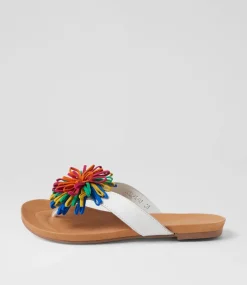 Jillee White Bright Leather Thongs