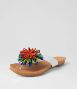 Jillee White Bright Leather Thongs