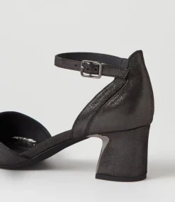 Jillie Black Shimmer Leather Heels