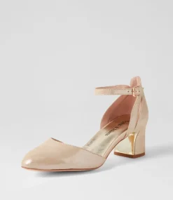 Jillie Nude Shimmer Leather Heels