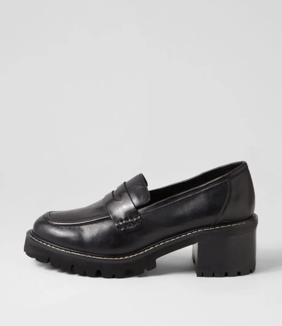 Jinnah Black Leather Heels